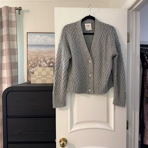 Gray Cable Knit Women's Sweater